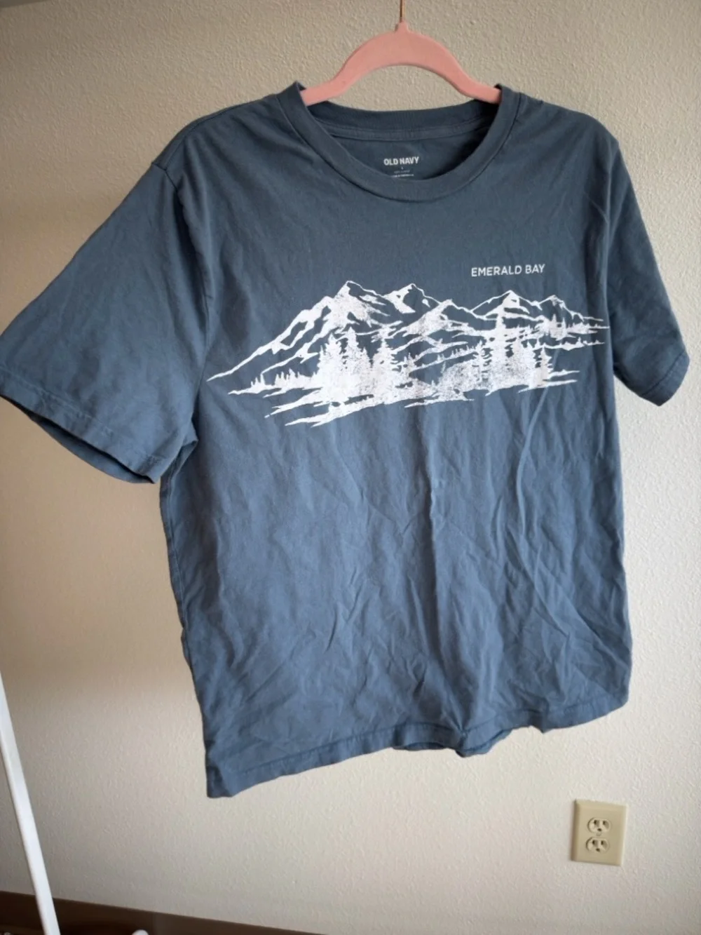 4/$20 Old Navy Emerald Bay Mountain Graphic Tee Blue Large Coastal Hiking